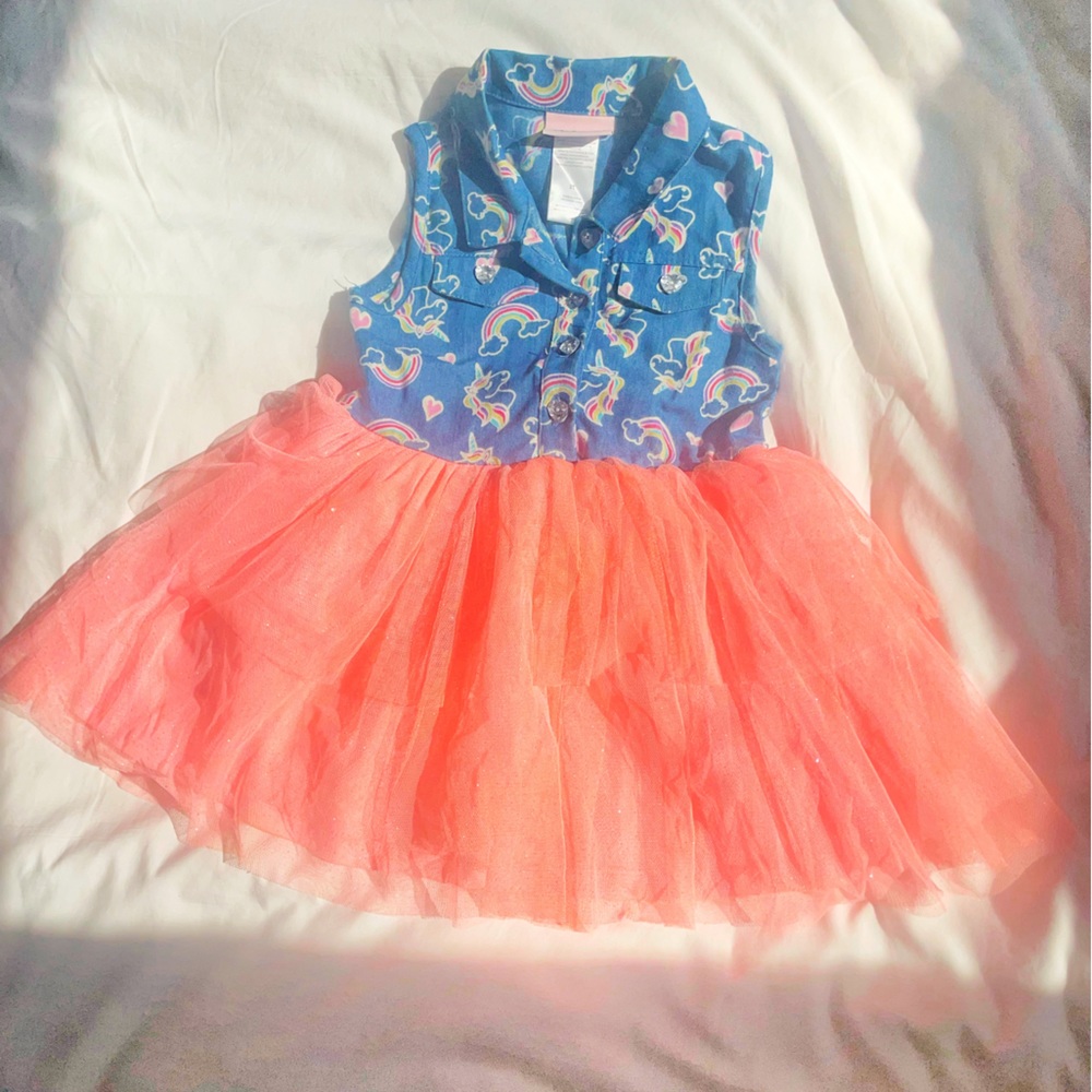 2t glitter unicorn pink dress